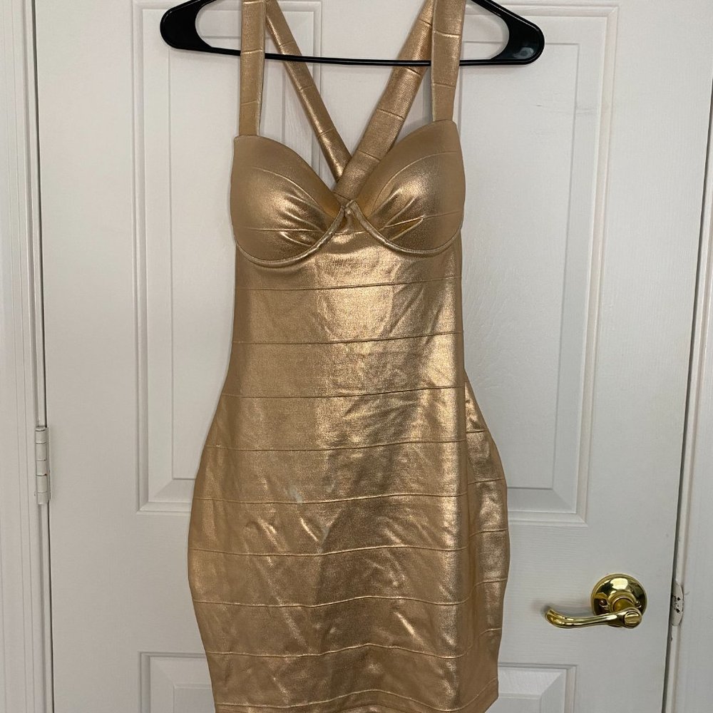 River Island Mini Bodycon Dress - Gold